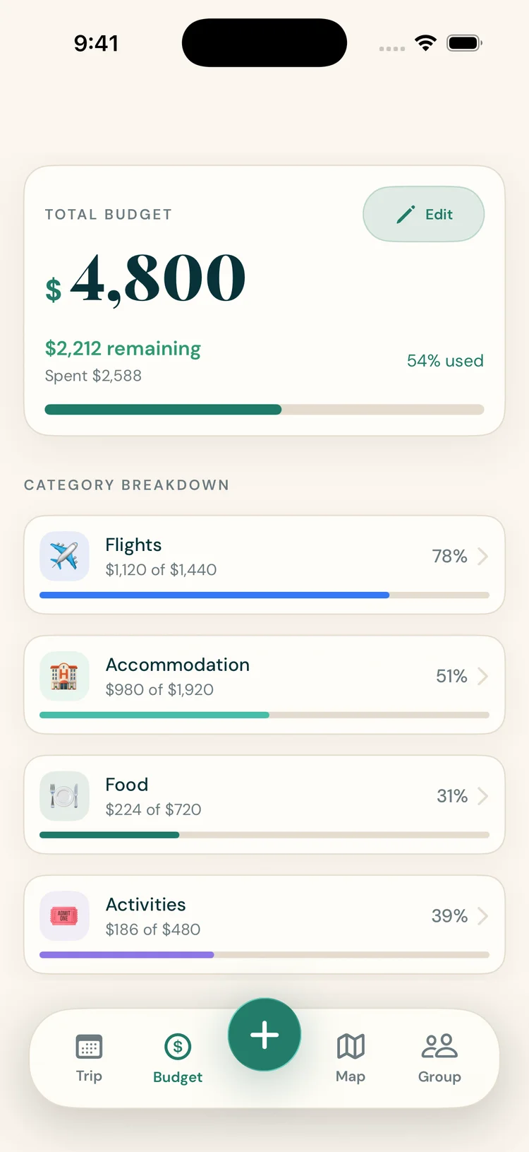 Voyazh budget screen